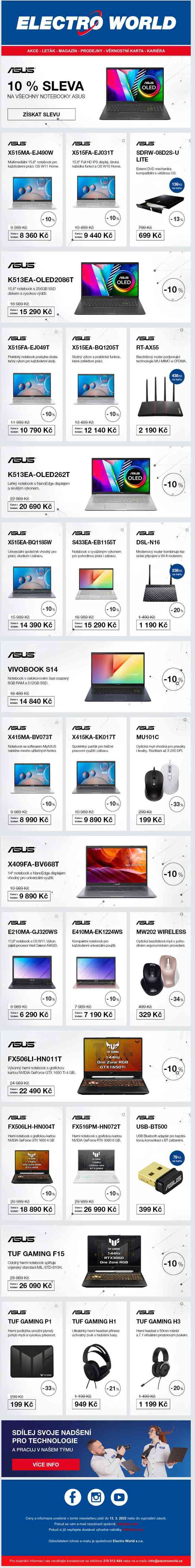 Dodatečná 10% sleva na všechny notebooky Asus, vyberte si.