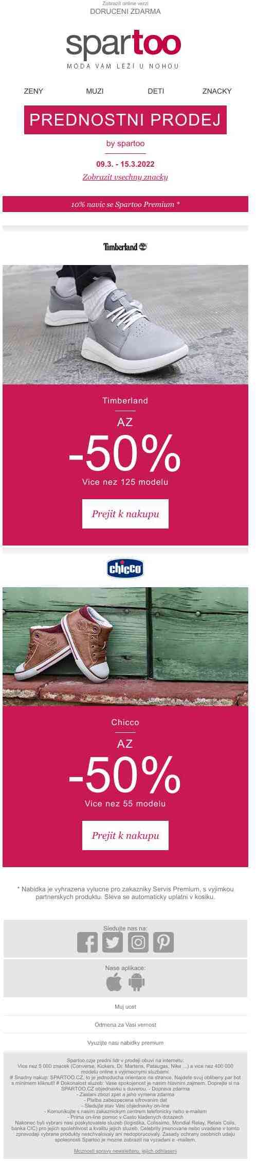 výjimečná příležitost! Slevy až -50% na Chicco a Timberland s doručením zdarma