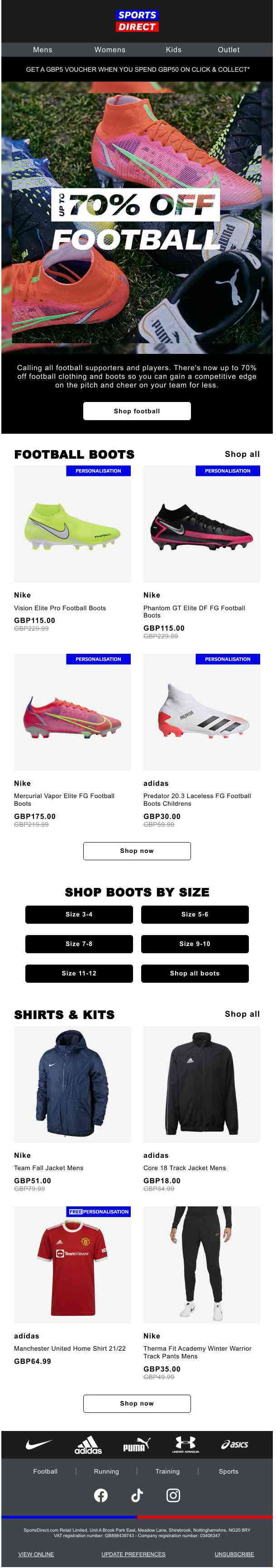 NOW ON: Up to 70% off Football 💥