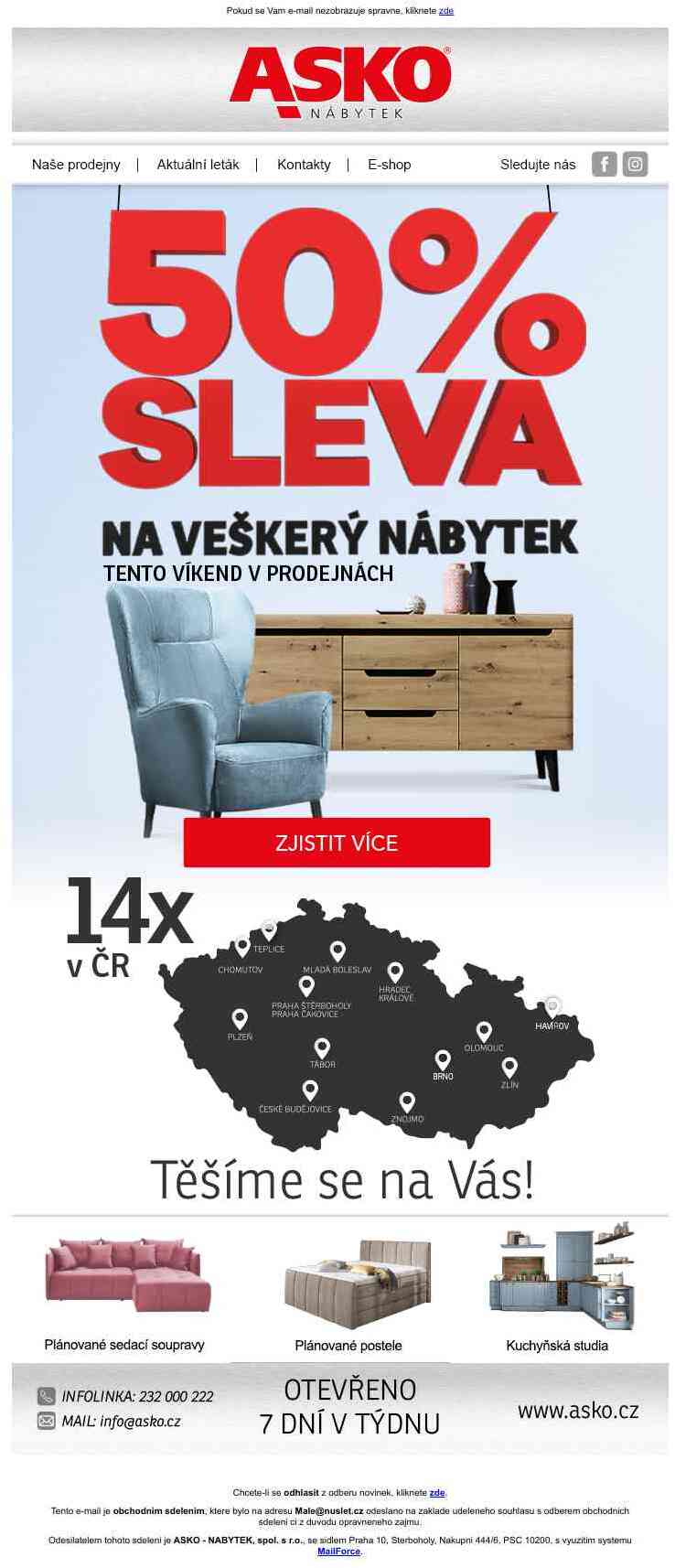 😲 50% sleva na veškerý nábytek!