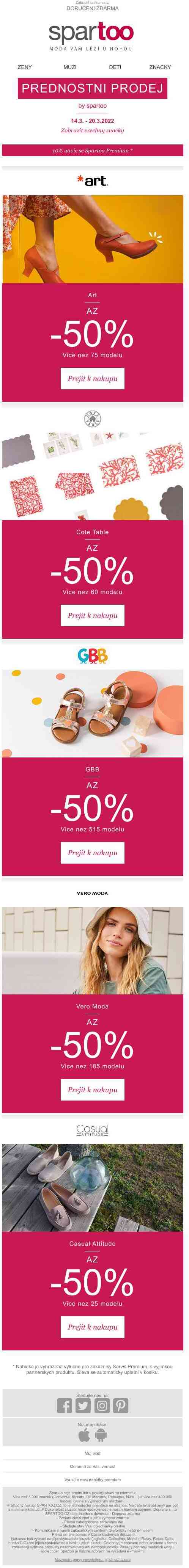 EXKLUZIVNĚ! 7 DNÍ PROMO AKCÍ! Až -50% na značky Art, Côté Table, GBB, Vero Moda a Casual Attitude s doručením zdarma