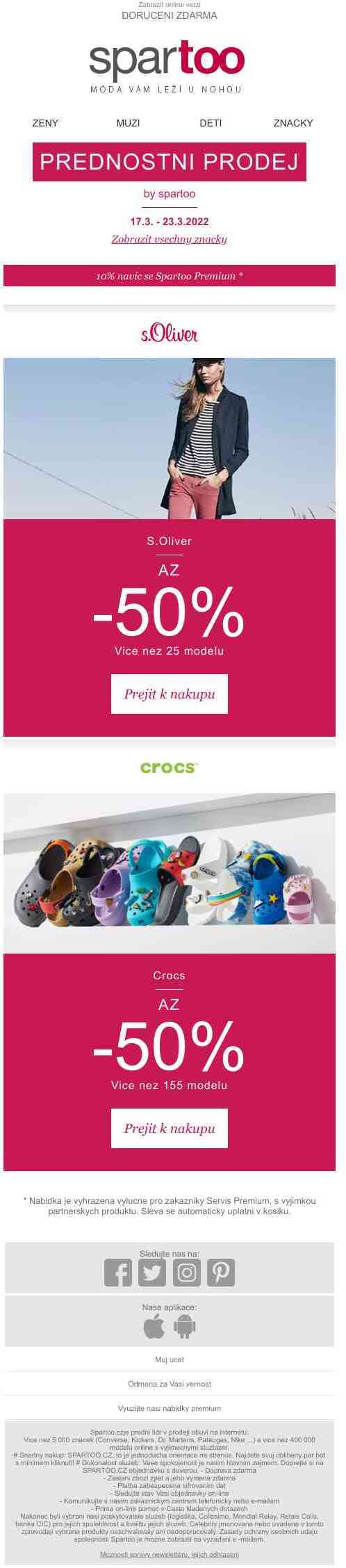 móda jen a jen pro vás! Až -50% na značky S.Oliver a Crocs s doručením zdarma