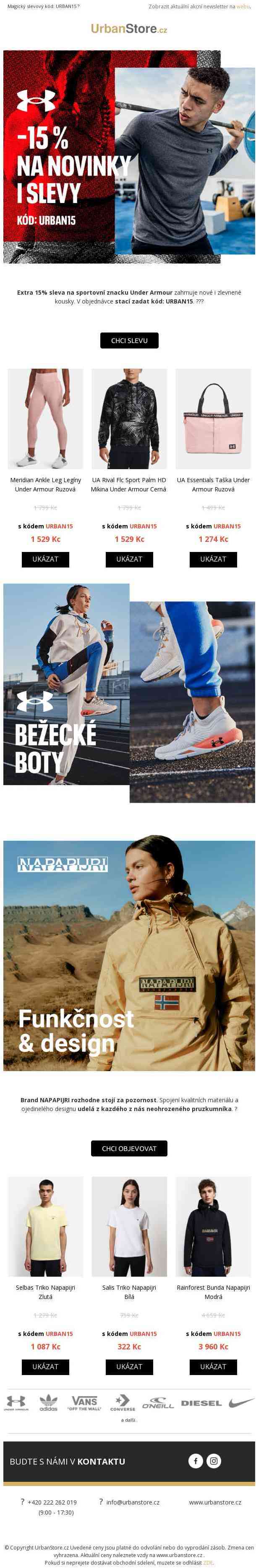 Under Armour | −15 % na novinky i zlevněné kousky