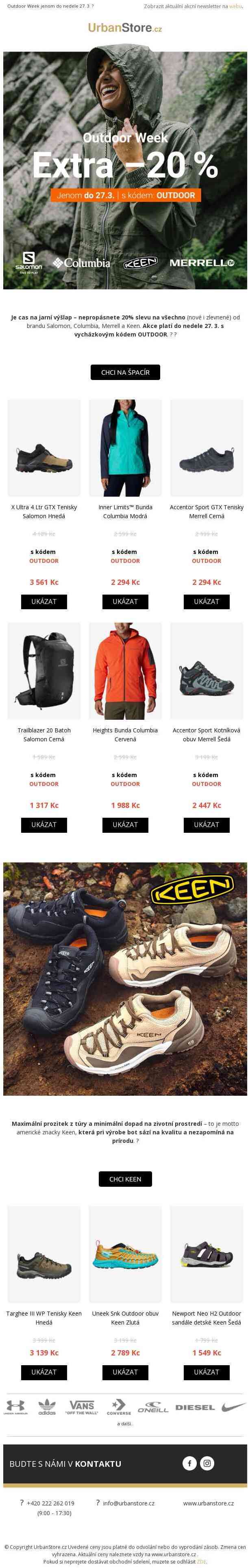 −20 % | Salomon | Columbia | Merrell | Keen