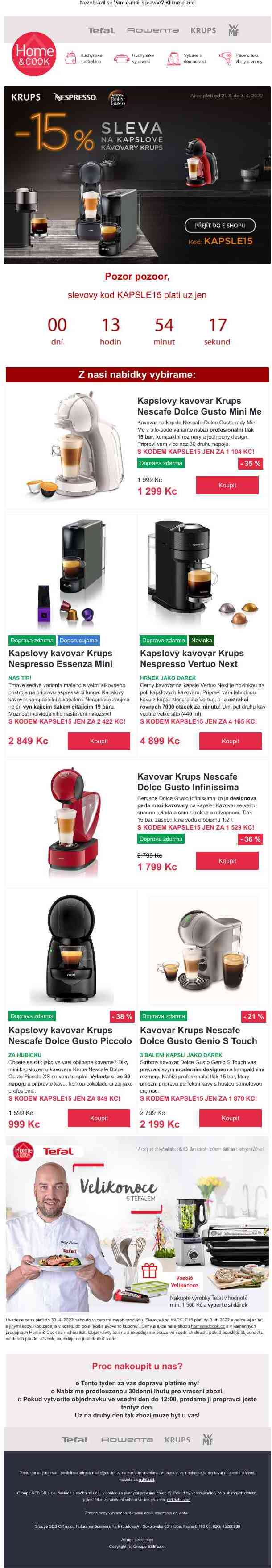 ☕ 15% sleva na kávovary DNES KONČÍ ⭐