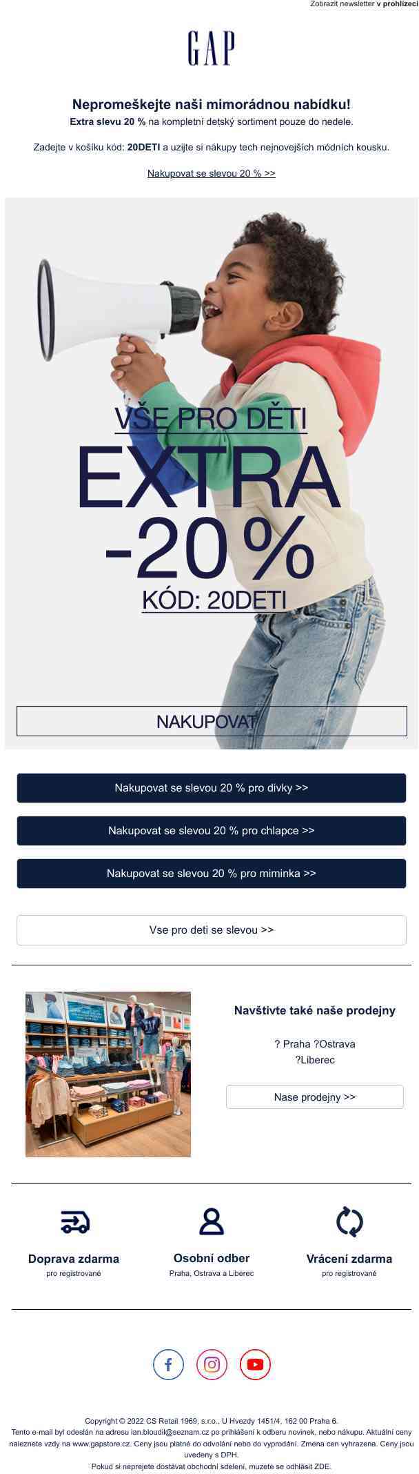 📣 -20 % EXTRA na všechno dětské