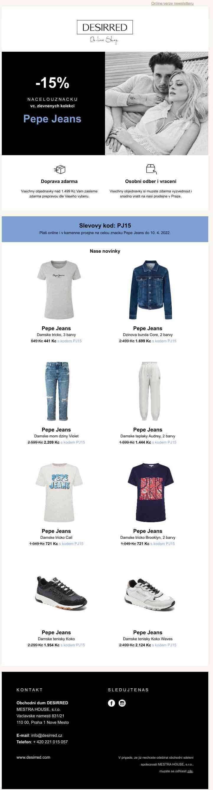 -15% ❤️ na celou značku Pepe Jeans