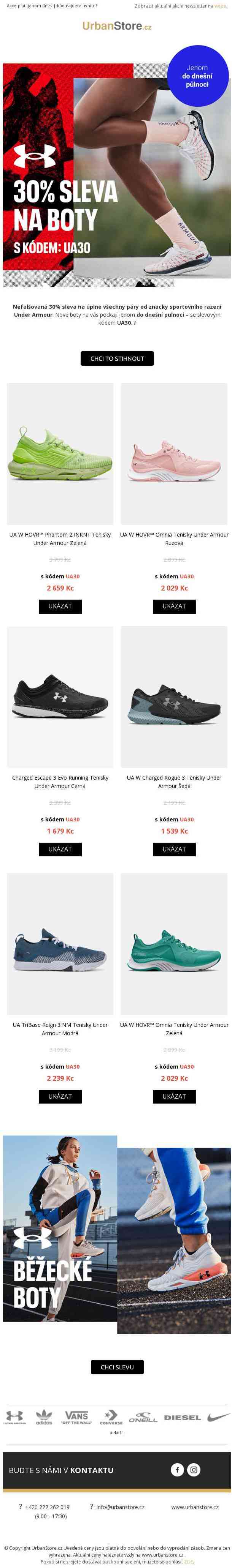 −30 % na všechny boty Under Armour