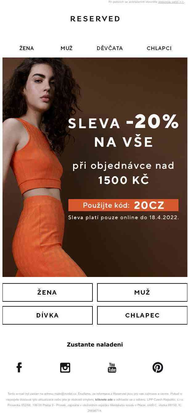 Sleva 20% na vše při objednávce nad 1500 Kč