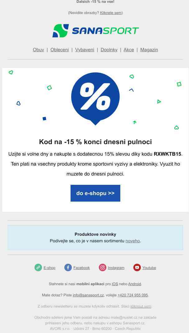 -15 % díky slevovému kódu můžete využít už jen dnes